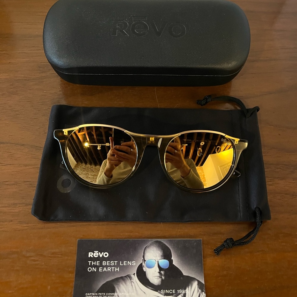 Revo NOLITA Sunglasses with Reflective Gold Lenses